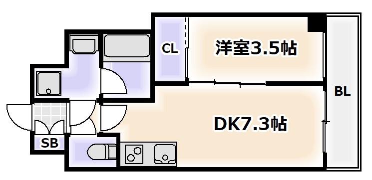 エスリードレジデンス大阪天王寺(1DK/11階)の間取り写真