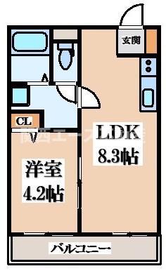 DIAS東石切(1LDK/1階)の間取り写真