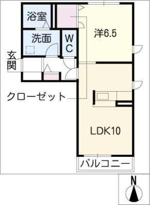 グリーンヒル稲熊A棟(1LDK/2階)の間取り写真