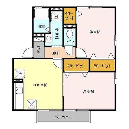 リビングタウン松代A(2DK/2階)の間取り写真