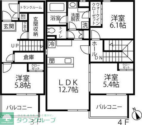 OASISPREMIER GARDEN VILLA(3LDK/3階)の間取り写真
