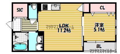 ウエスタンベル(1LDK/3階)の間取り写真