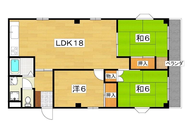 川口第二マンション(3LDK/3階)の間取り写真