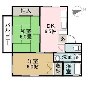 ルシードつるさと(2DK/1階)の間取り写真