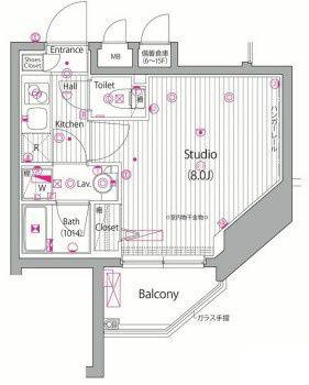 ガーラシティ渋谷南平台(1K/9階)の間取り写真