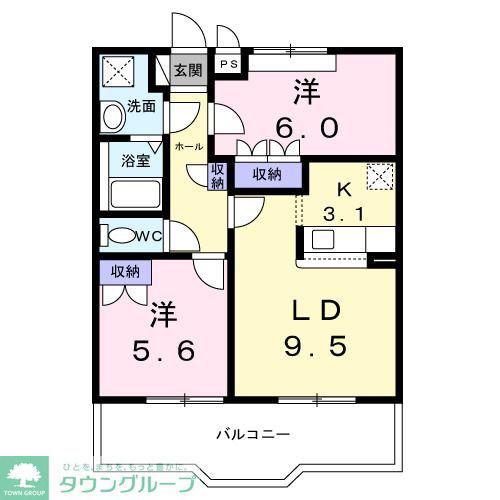 ラディッシュIV(2LDK/2階)の間取り写真