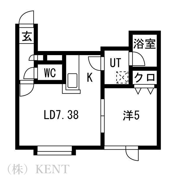 アルカディア壱番館(1LDK/3階)の間取り写真
