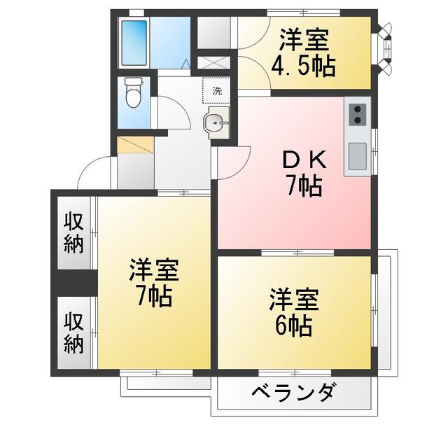 プリメゾン秋留台A棟(3DK/2階)の間取り写真