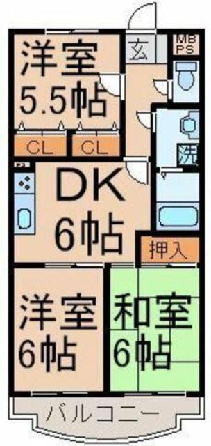 リアライズ八王子大塚(3DK/2階)の間取り写真