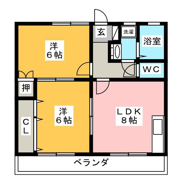 ペットシャトー(2LDK/1階)の間取り写真