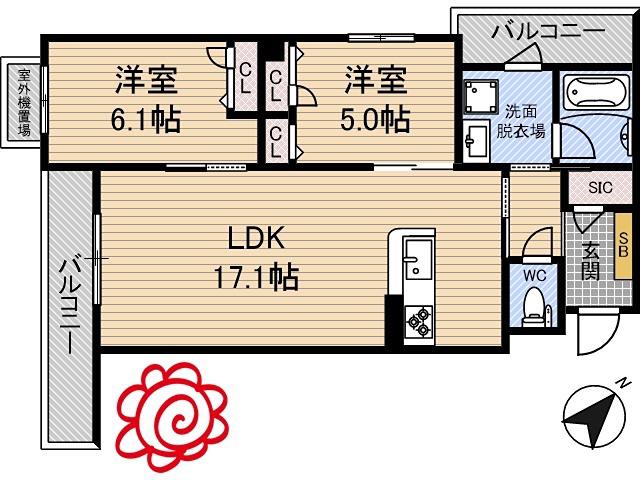 シャーメゾンエクロール(2LDK/3階)の間取り写真
