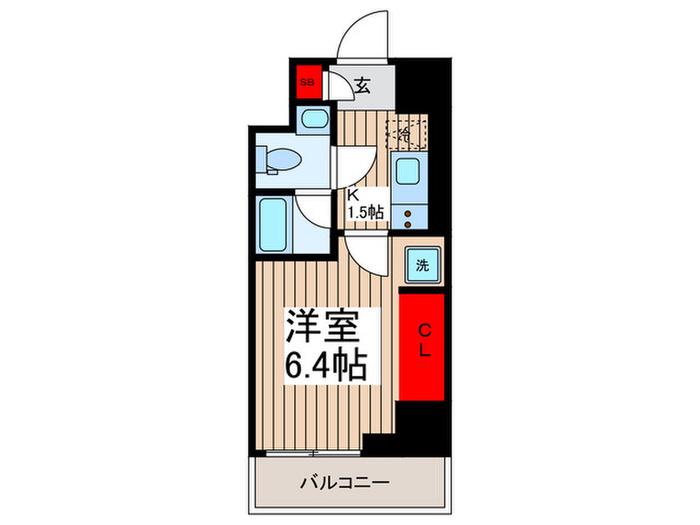 プレール・ドゥーク川口並木(1K/5階)の間取り写真