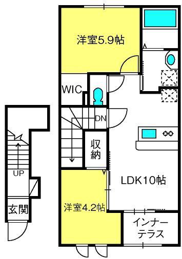 サン ヴィレッジ(2LDK/2階)の間取り写真