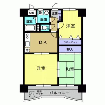 AQUA HILLS(3DK/3階)の間取り写真