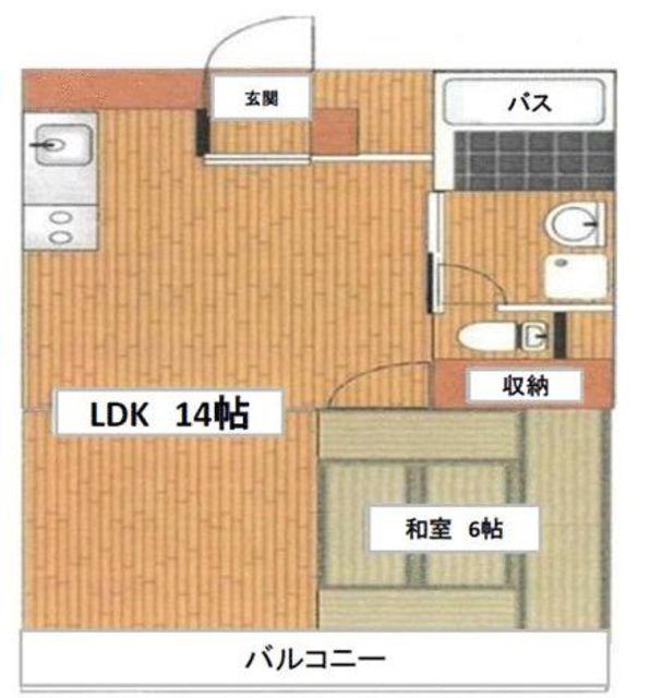 ヴィラ高砂(1LDK/3階)の間取り写真