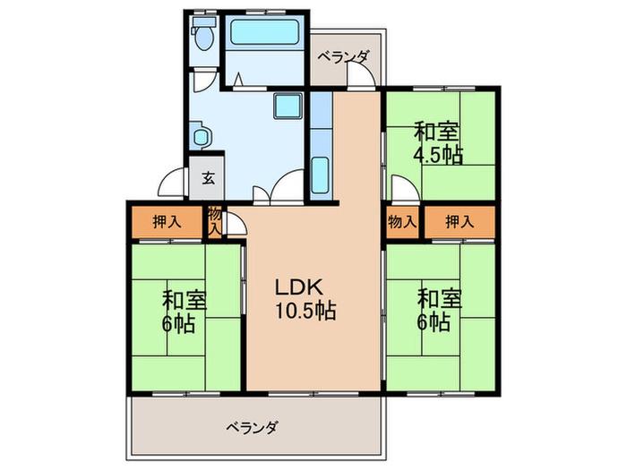 新金岡第7次 13棟(3LDK/2階)の間取り写真