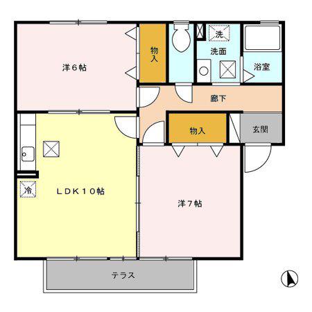 ドリームハイツ カワセIII A(2LDK/1階)の間取り写真