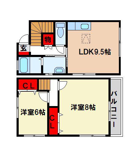 グランメゾン大佐野参番館(2LDK/1階)の間取り写真