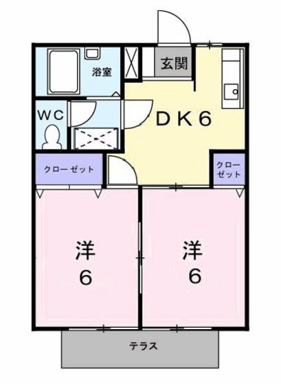 シティハイツ笹野(2DK/1階)の間取り写真