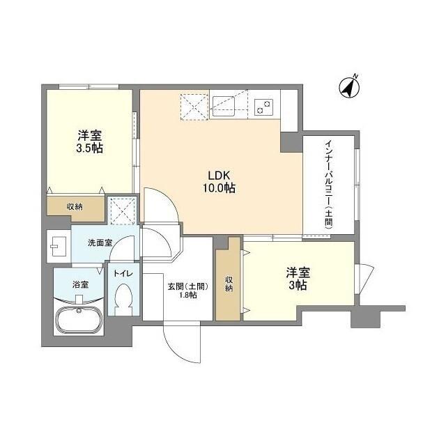 Iウェルスクエア目黒(2LDK/1階)の間取り写真