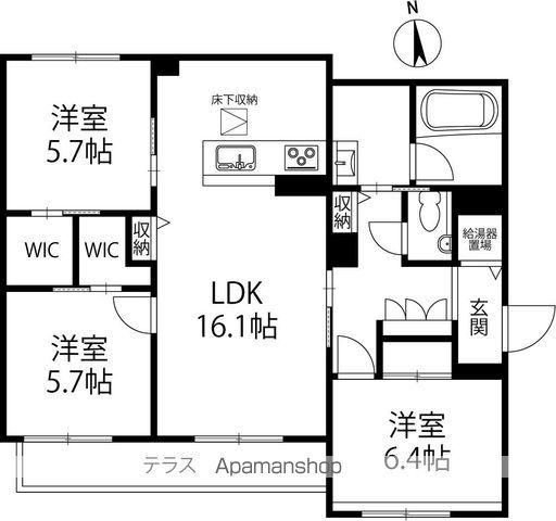 ドゥ・モリナール(3LDK/1階)の間取り写真