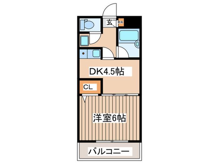 リッシェル相模原(1DK/1階)の間取り写真