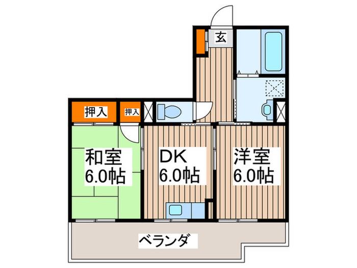 パークサイドベル(2DK/3階)の間取り写真