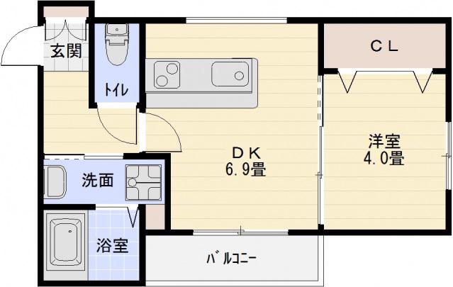 ステラウッド道明寺2(1DK/1階)の間取り写真