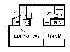 グランツ(1LDK/2階)の間取り写真