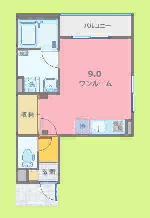レガルバ橋本(ワンルーム/1階)の間取り写真