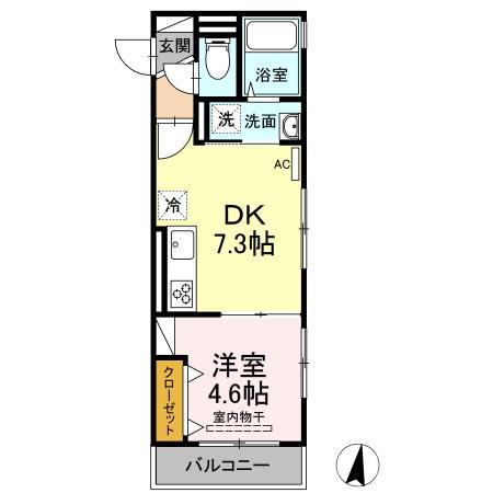 サンハイツ パート11(1DK/3階)の間取り写真