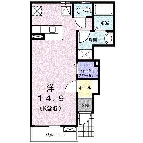 デル・トラーム(ワンルーム/1階)の間取り写真