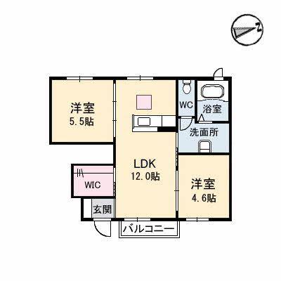 シャーメゾン天野(2LDK/1階)の間取り写真