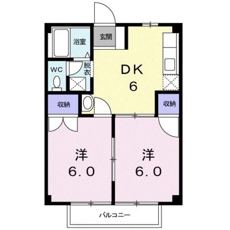 ニューシティ杉田NO.1(2DK/2階)の間取り写真