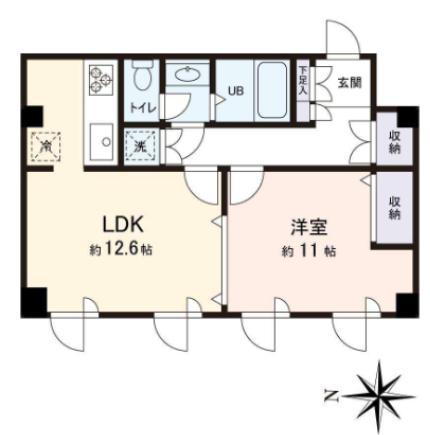 フェニックスコート砧(1LDK/1階)の間取り写真