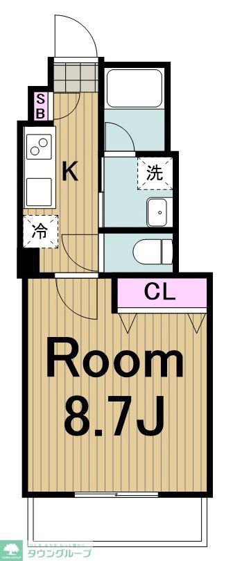 サニーヒルズ東神奈川(1K/2階)の間取り写真