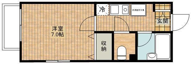 フォンテーヌ21(1K/2階)の間取り写真