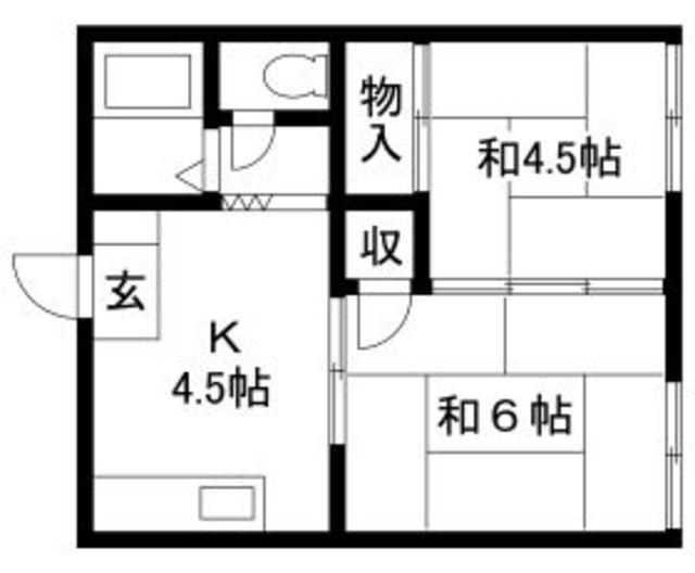 フラワーハイツ(2K/1階)の間取り写真