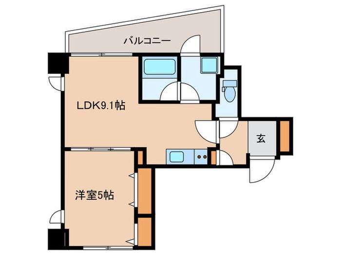 市谷仲之町ヒルズウイング(1LDK/6階)の間取り写真