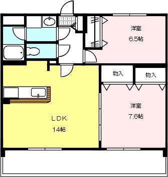 カテドラール柱曙(2LDK/3階)の間取り写真
