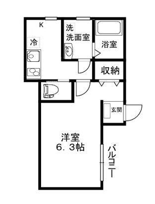 グリーンメゾン(1K/1階)の間取り写真