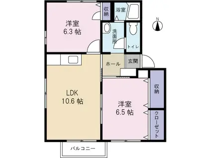 サンフラワー(2LDK/2階)の間取り写真