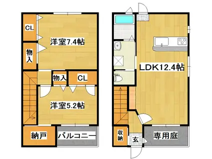 HERIOS本城学研台 A棟(2LDK/1階)の間取り写真