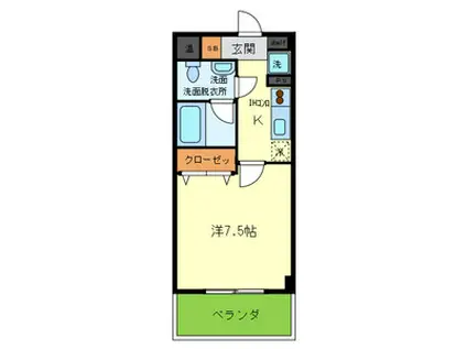 ブリュ一ゲル(1K/2階)の間取り写真