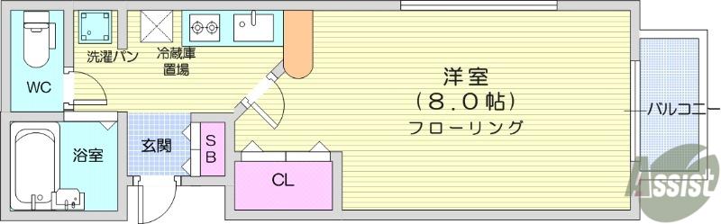 エクセレント南吉成伍番館(1K/1階)の間取り写真