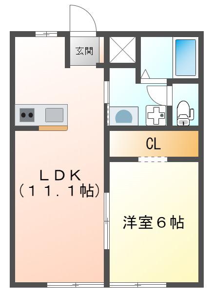 レジデンス鼓ヶ浦(1LDK/1階)の間取り写真