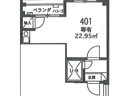 ニチエーイン鷹の台(ワンルーム/4階)の間取り写真