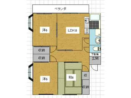 アグリーン勝又(3DK/1階)の間取り写真