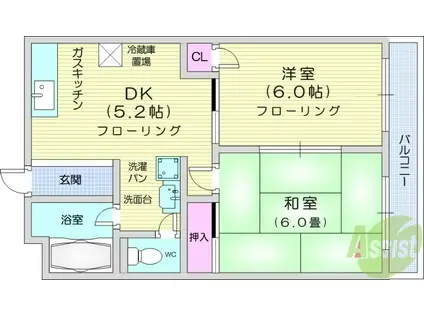 第一吉田店マンション(2DK/3階)の間取り写真