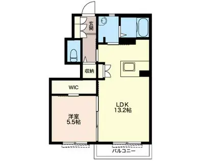 ウインドヒル A(1LDK/1階)の間取り写真